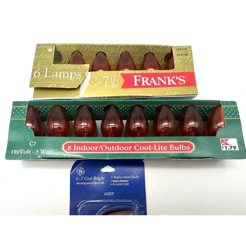 Vintage Lot Of 3 Boxes Christmas Bulbs Lights Kmart Frank’s GE C-7